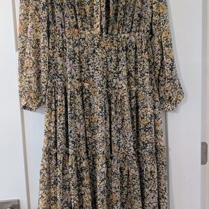 PinchMe Yellow/Beige and Black Patterned Maxi Dress